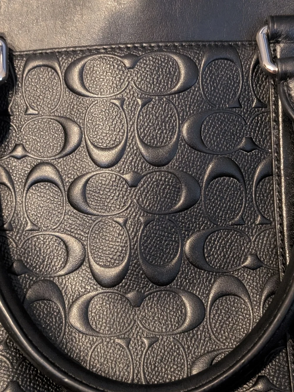 Coach Men's Black Signature Embossed Leather Briefcase